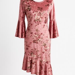 LuLaRoe Pink Floral Velvet Dress